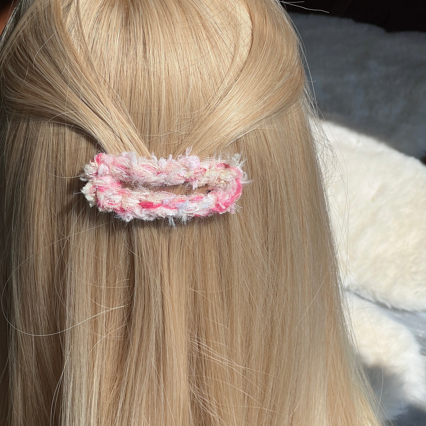 crochet barrette dear pink2