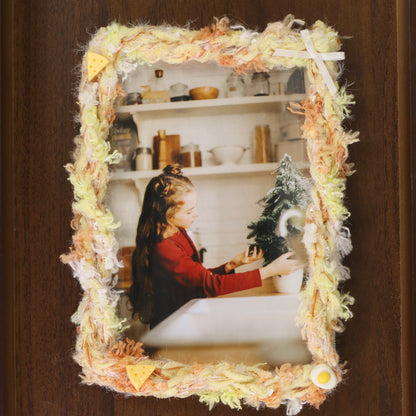 crochet frame orange juice