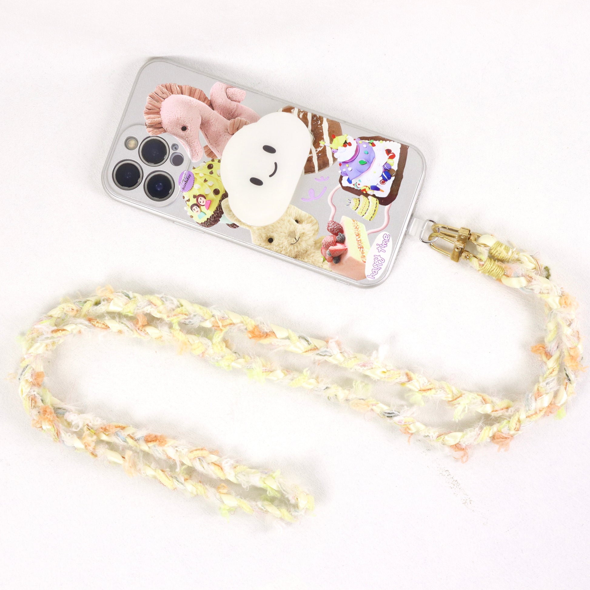 crochet phone lanyards orange juice