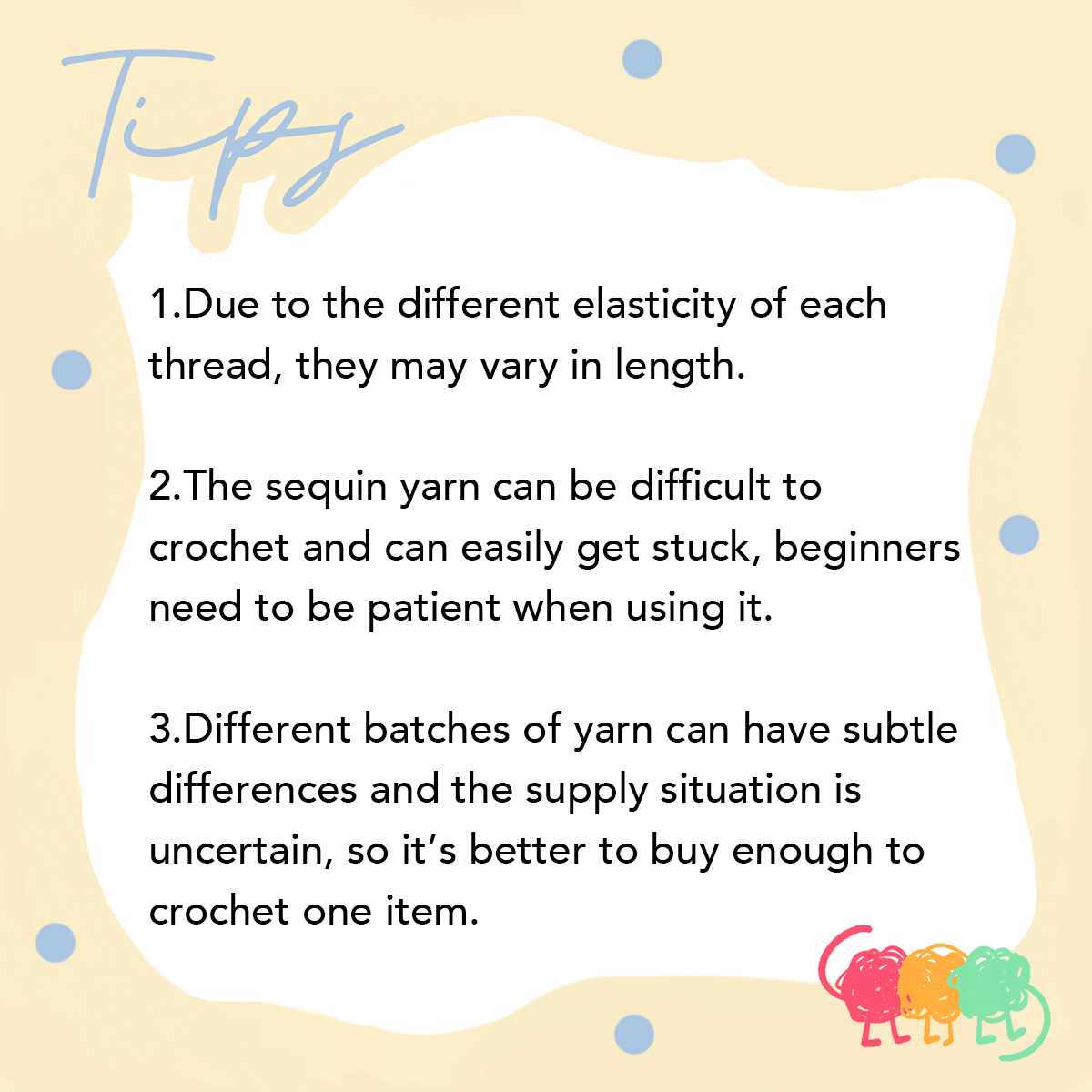 tips of yarn